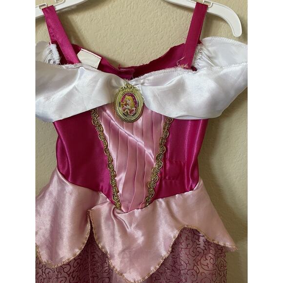 Disney Sleeping Beauty Princess Aurora Pink Short Sleeve Costume Dress Size 4-6X - Picture 2 of 11